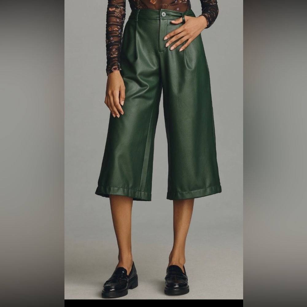 NWT Anthropologie Faux Leader Wide -Leg Culottes - Picture 4 of 9